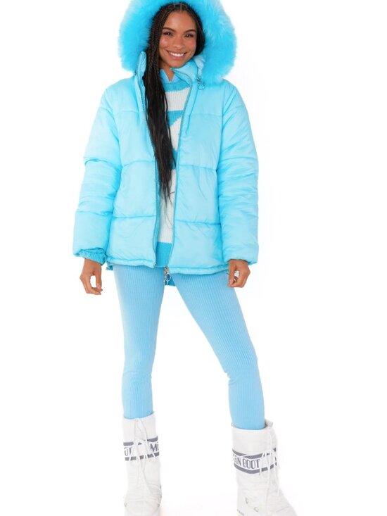 SHOW ME YOUR MUMU Jackets & Blazers - NWT - SHOW ME YOUR MUMU Snowbird Puffer Jacket in Powder Blue with Faux Fur, SM